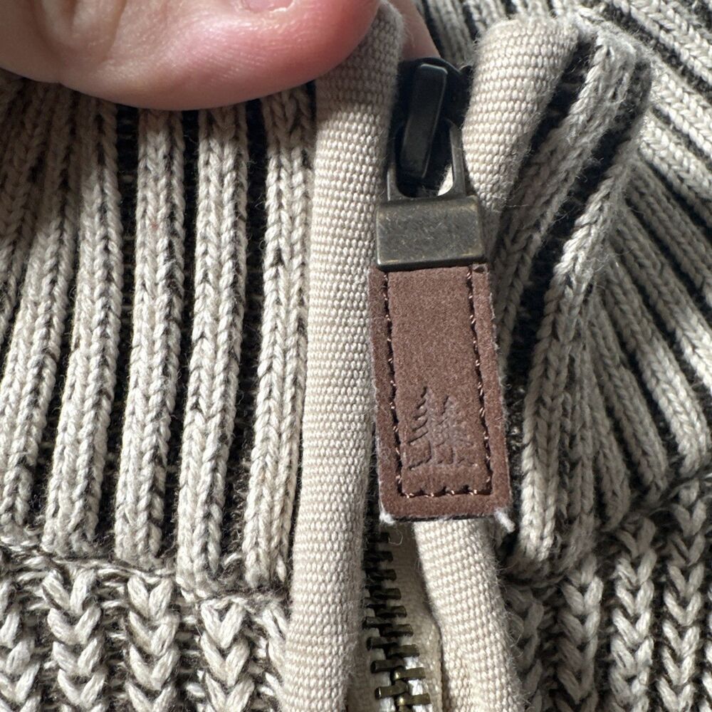 Bass Men’s Large Quarter Zip Pullover Sweater Beige Rib Knit - Picture 11 of 16